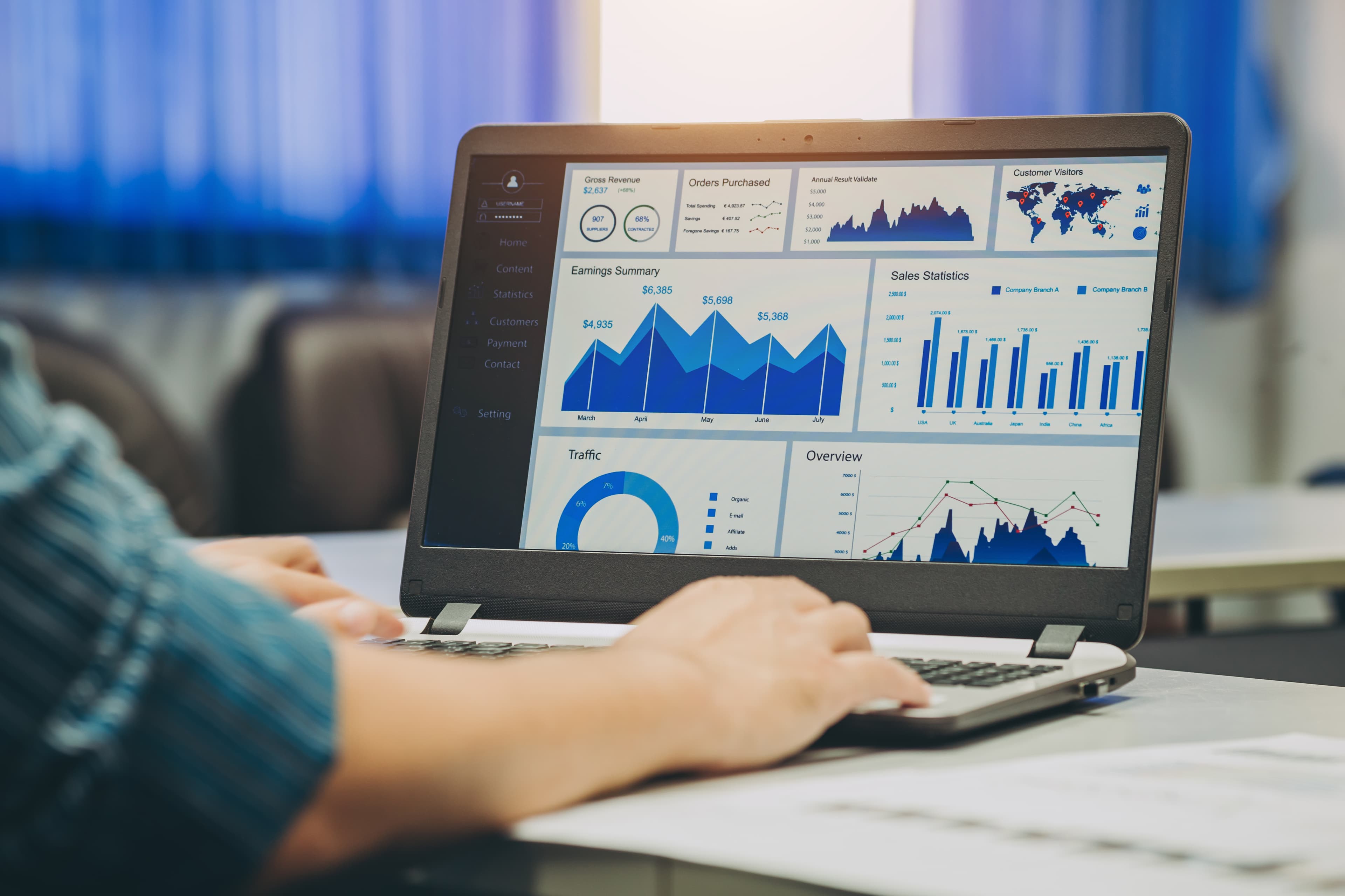 Financial dashboard showing business cash flow metrics